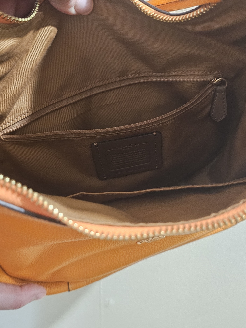 Coach Pebbled Leather Hobo Bag in Orange - Picture 5 of 5